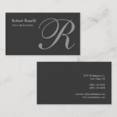 Gray Monogram Chic Business Card Visitenkarte (Vorne/Hinten)