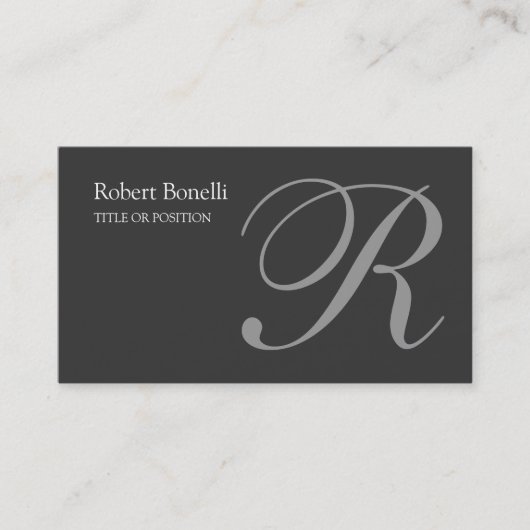 Gray Monogram Chic Business Card Visitenkarte (Vorderseite)