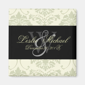 Gray Monogram Damask Wedding, Magnete Magnet