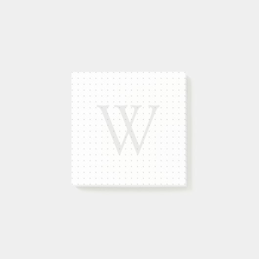 Gray Monogram Dot Grid Post-it Klebezettel (Vorderseite)