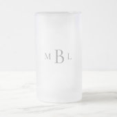 Gray Monogram Elegant Wedding Mattglas Bierglas (Mittel)