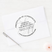 Gray Monogram Elegante Authenticity Certificate Runder Aufkleber (Umschlag)
