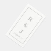 Gray Monogram Initials Custom Couple Name Silver Serviette (Ecke)