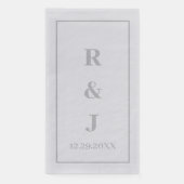 Gray Monogram Initials Custom Couple Name Silver Serviette (Vorderseite)