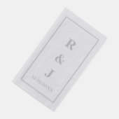 Gray Monogram Initials Custom Couple Name Silver Serviette (Ecke)