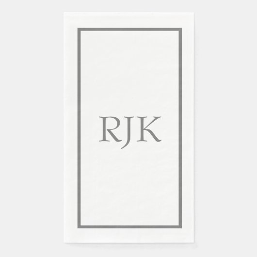 Gray Monogram Initials Individuelle Name Event 202 Serviette (Vorderseite)