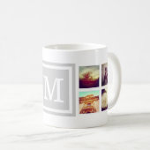 Gray Monogram Instagram Foto Collage Tasse (VorderseiteRechts)