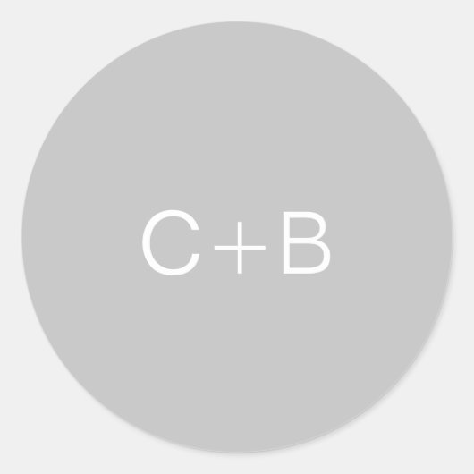 Gray Monogram Modern Wedding Runder Aufkleber (Vorderseite)