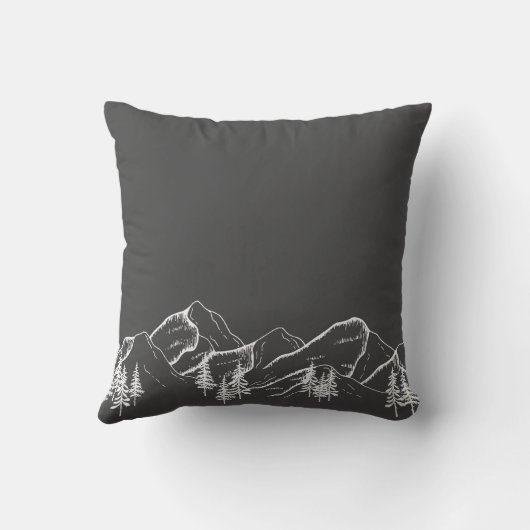 Gray Monogram Mountains Winter Family Kissen (Rückseite)