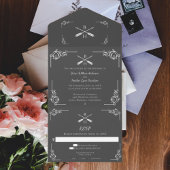 Gray Monogram und Arrows Wedding All In One Einladung