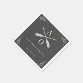 Gray Monogram und Arrows Wedding Napkins Serviette (Ecke)