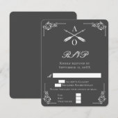 Gray Monogram und Arrows Wedding RSVP Card Karte (Vorne/Hinten)