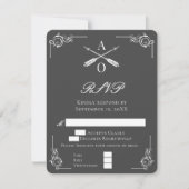 Gray Monogram und Arrows Wedding RSVP Card Karte (Vorderseite)