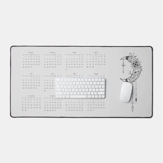Gray Moon Calendar 2024 Schreibtischunterlage (Tastatur & Maus)
