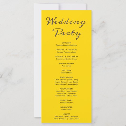 Gray Moon Phases Gold Wedding Program (Rückseite)