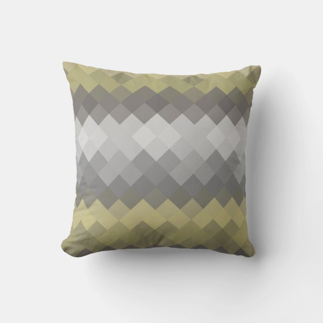 Gray Mosaic Diamond Geometric Muster Kissen (Vorderseite)