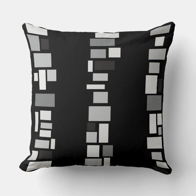 Gray MOSIAC TILES DESIGN Retro Throw Kissen (Vorderseite)