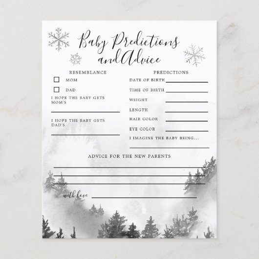 Gray Mountain Baby Predictions & Advice Card (Vorderseite)