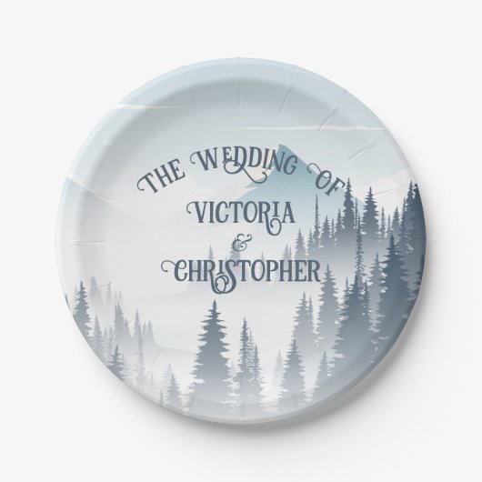 Gray Mountain Wilderness Winter Wedding Custom Pappteller (Vorderseite)