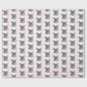 Gray Mouse auf Gingham Geschenkpapier (Flach)