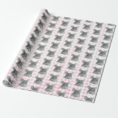 Gray Mouse auf Gingham Geschenkpapier (Ungerollt)