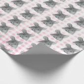 Gray Mouse auf Gingham Geschenkpapier (Ecke)