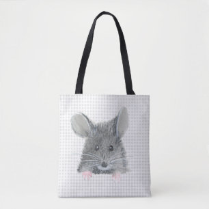 Gray Mouse auf Gingham Tasche