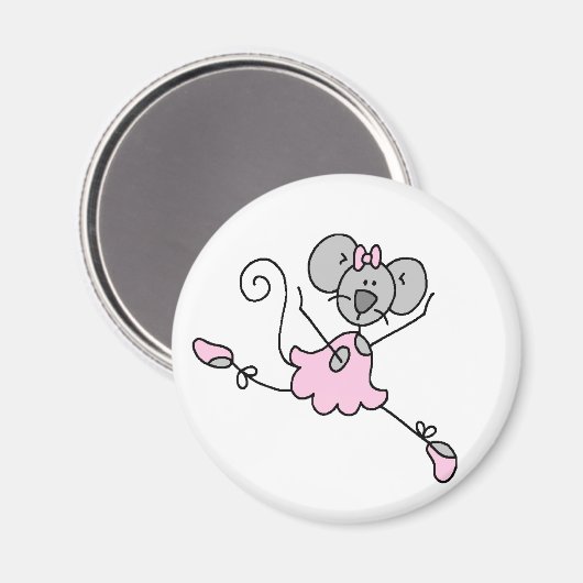 Gray Mouse Ballerina Magnet (Vorderseite/Rückseite)