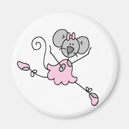 Gray Mouse Ballerina Magnet (Vorne)