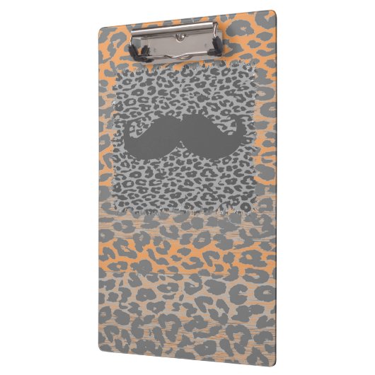 Gray Mustache und Leopard Print Klemmbrett (Links)