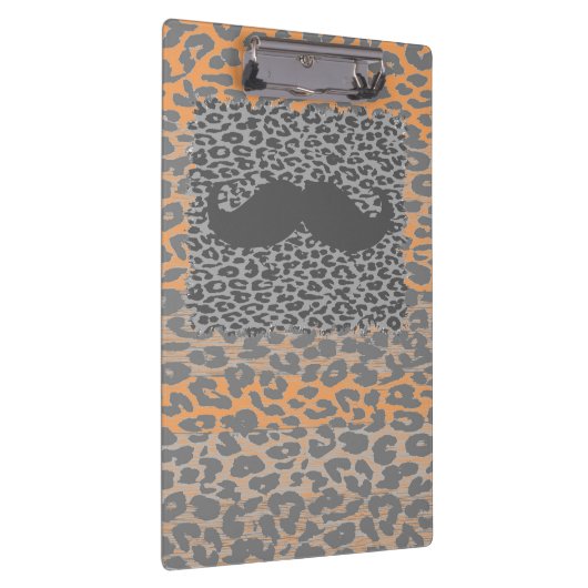 Gray Mustache und Leopard Print Klemmbrett (Rechts)