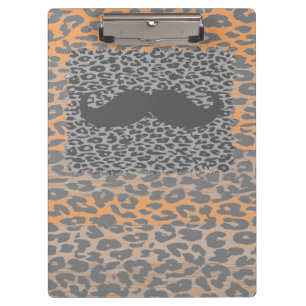 Gray Mustache und Leopard Print Klemmbrett