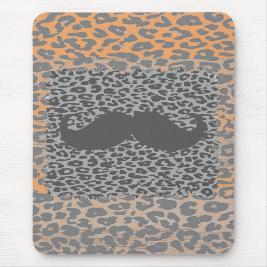 Gray Mustache und Leopard Print Mousepad (Vorne)