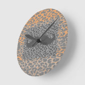 Gray Mustache und Leopard Print Runde Wanduhr (Winkel)