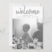 Gray Mute botanisches gebohrtes Florals Neutral Ba Ankündigung (Vorderseite)