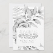 Gray Mute botanisches gebohrtes Florals Neutral Ba Ankündigung (Rückseite)