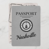Gray Nashville Passport Save the Date (Vorne/Hinten)