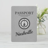 Gray Nashville Passport Save the Date (Stehend Vorderseite)