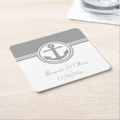 Gray Nautical Anchor Rechteckiger Pappuntersetzer (angewinkelt)