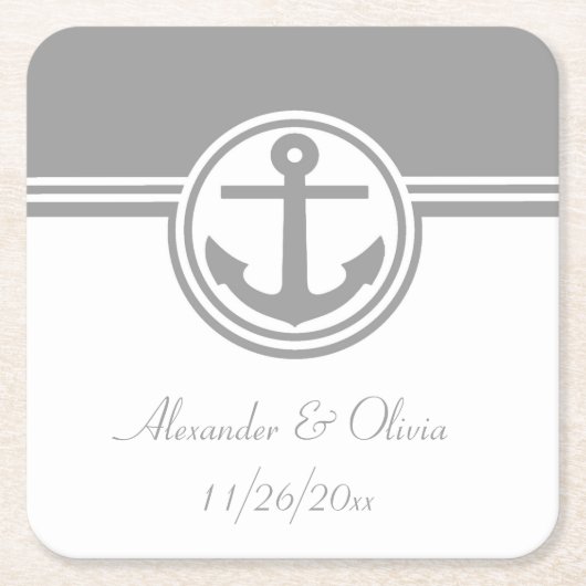 Gray Nautical Anchor Rechteckiger Pappuntersetzer (Vorderseite)