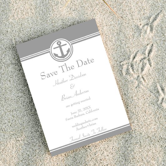 Gray Nautical Anchor Save the Date