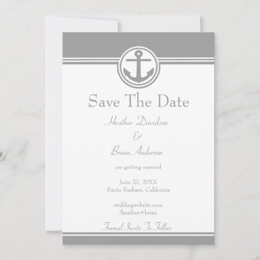 Gray Nautical Anchor Save the Date (Vorderseite)