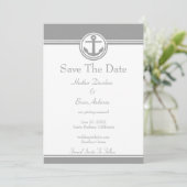 Gray Nautical Anchor Save the Date (Stehend Vorderseite)