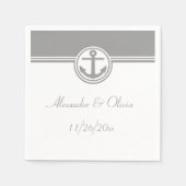 Gray Nautical Anchor Serviette (Vorderseite)