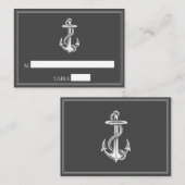 Gray Nautical Anchor Wedding Platzkarten (Vorne/Hinten)