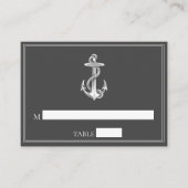 Gray Nautical Anchor Wedding Platzkarten (Vorderseite)