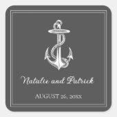 Gray Nautical Anchor Wedding Stickers (Vorderseite)