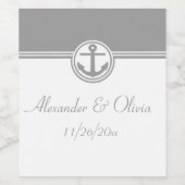 Gray Nautical Anchor Weinetikett (Einzelnes Label)