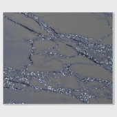 Gray Navy Spark Graphite Glitzer Marmorstein Lux Geschenkpapier (Flach)