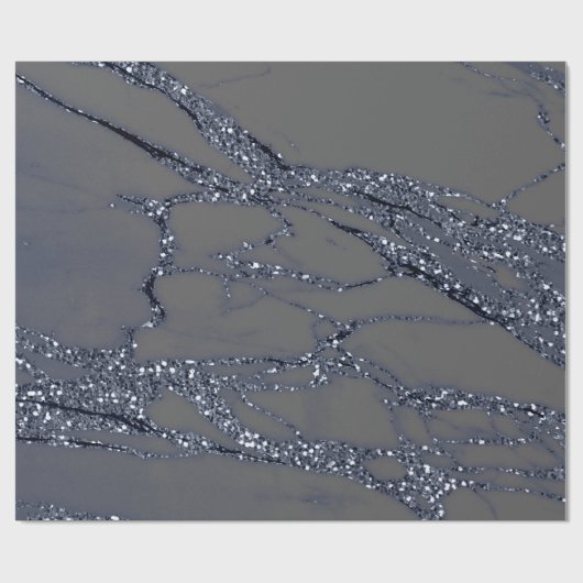 Gray Navy Spark Graphite Glitzer Marmorstein Lux Geschenkpapier (Flach)
